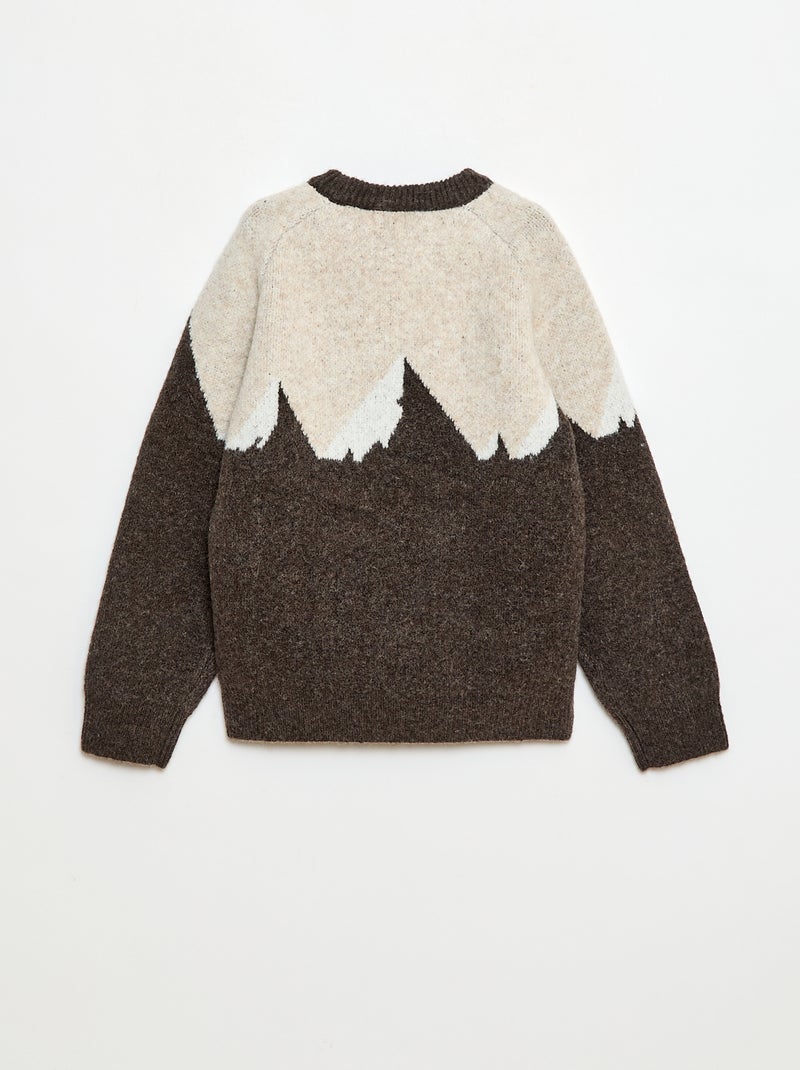 Pull col rond animé Beige - Kiabi