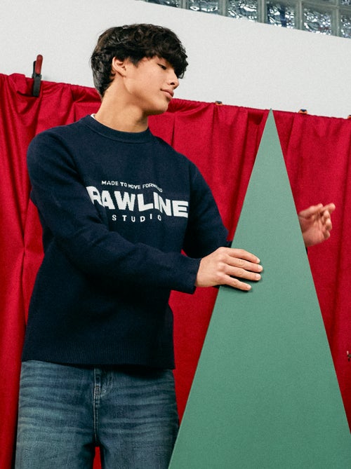 Pull col rond avec inscriptions - Kiabi