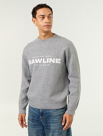 Pull col rond avec inscriptions