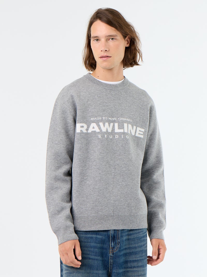 Pull col rond avec inscriptions Blanc - Kiabi