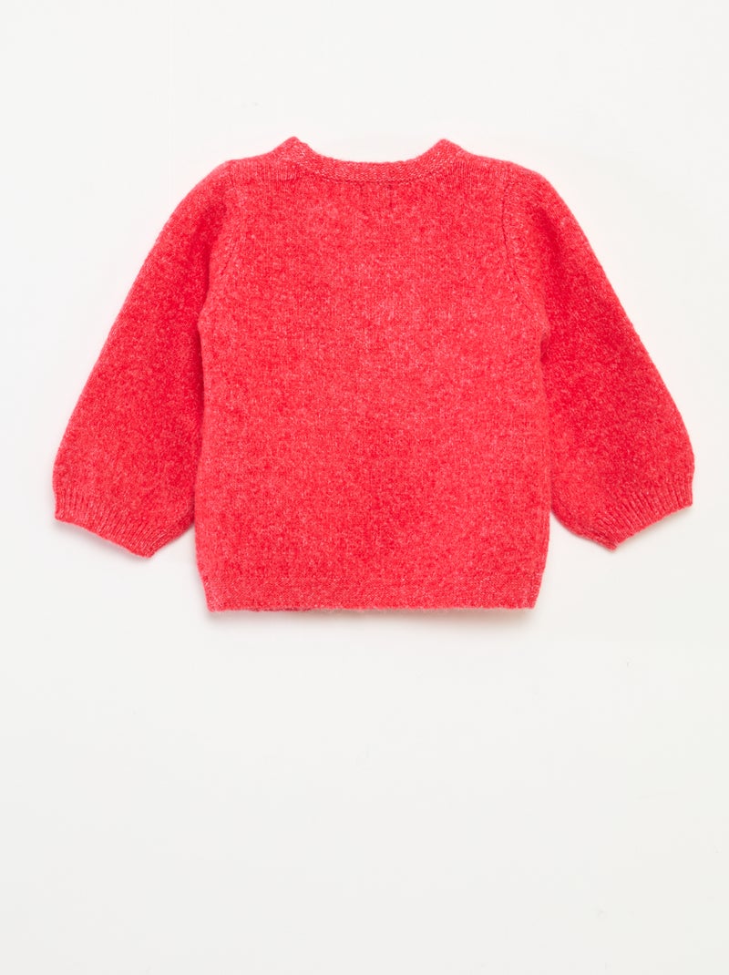 Pull col rond avec nœuds uni Rouge - Kiabi