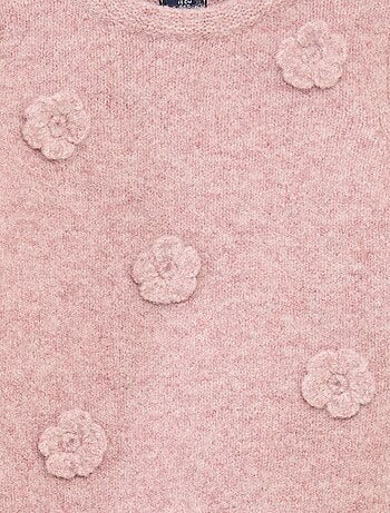 Pull col rond avec patch fleurs