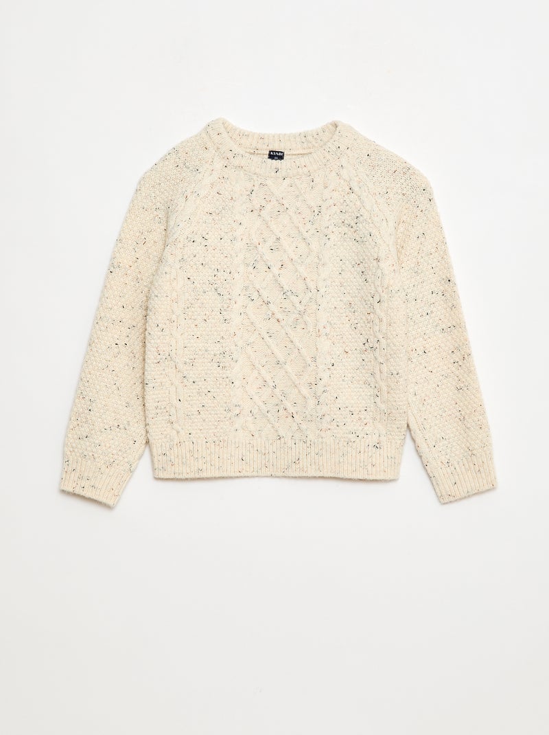 Pull col rond chaud fantaisie Beige - Kiabi