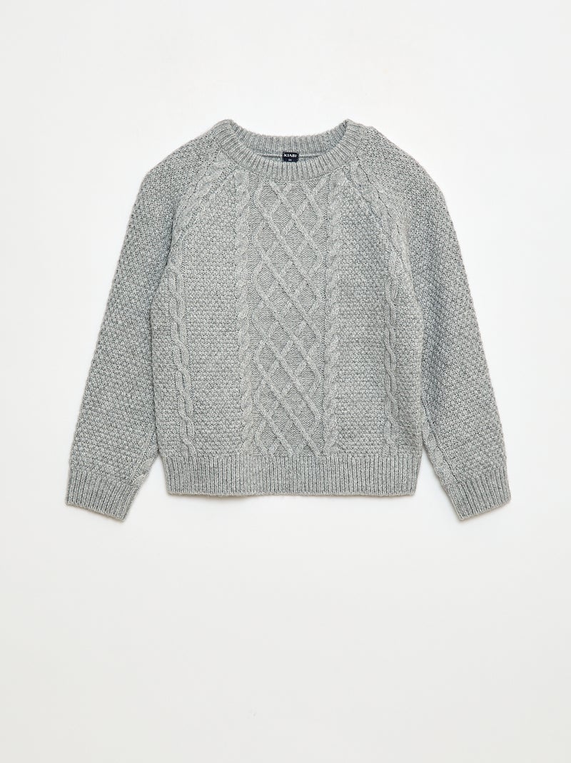 Pull col rond chaud uni Gris - Kiabi