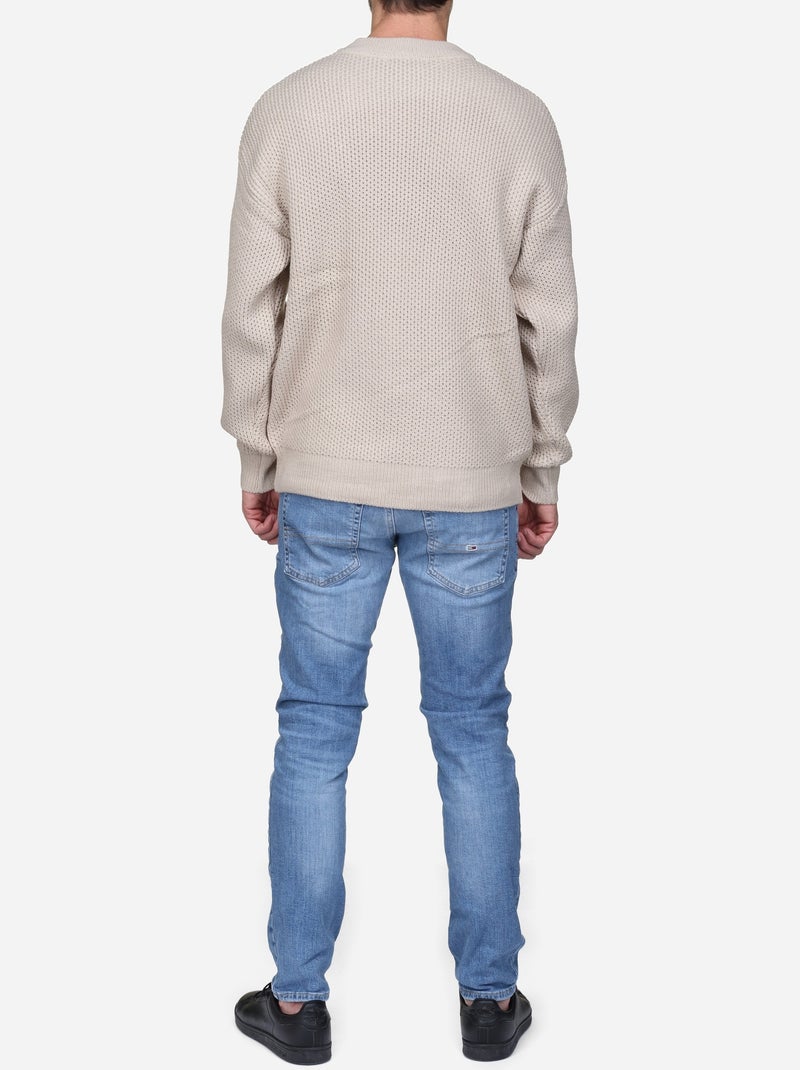 Pull col rond Crème - Kiabi