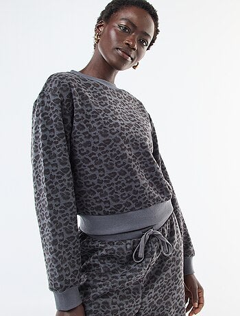 Pull col rond doudou leopard