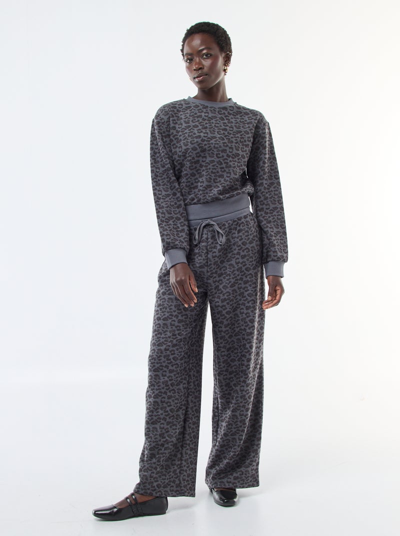 Pull col rond doudou leopard Gris - Kiabi