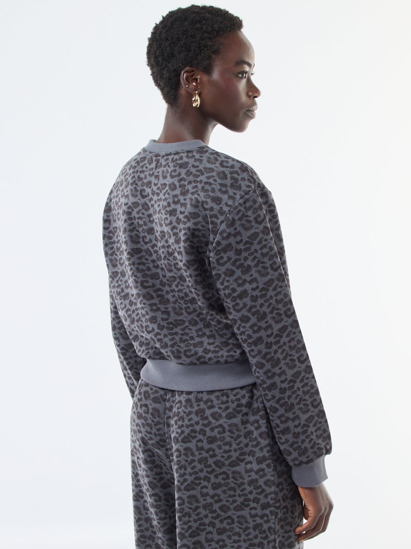 Pull col rond doudou leopard Gris - Kiabi