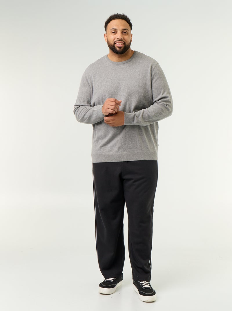 Pull col rond en fine jauge Gris - Kiabi