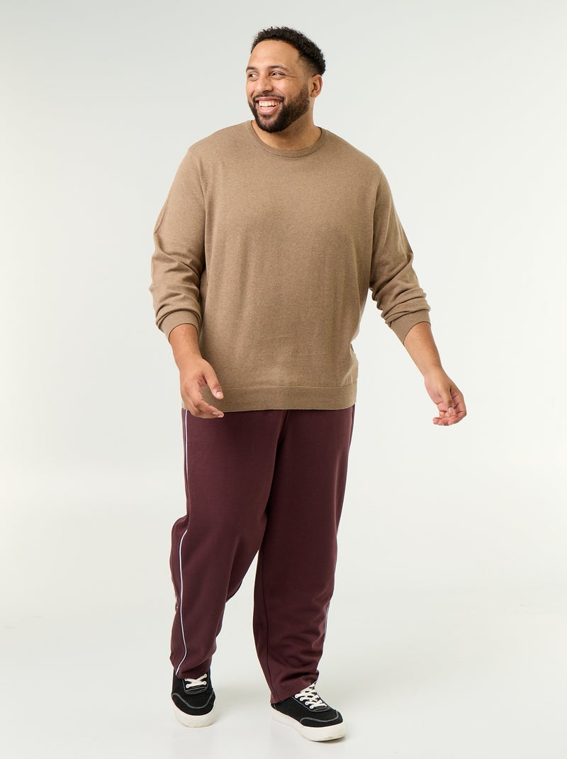 Pull col rond en fine jauge Marron - Kiabi