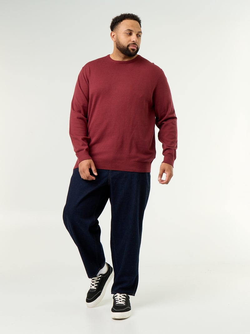 Pull col rond en fine jauge Rouge - Kiabi