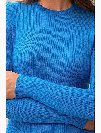 Pull col rond en maille ajustée hiccup