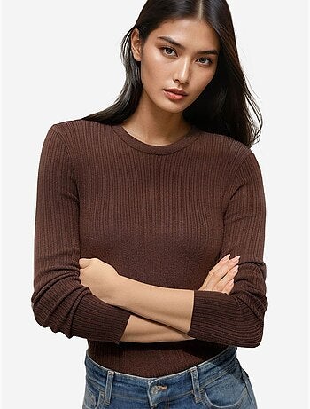 Pull col rond en maille ajustée hiccup