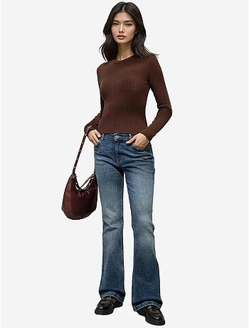 Pull col rond en maille ajustée hiccup