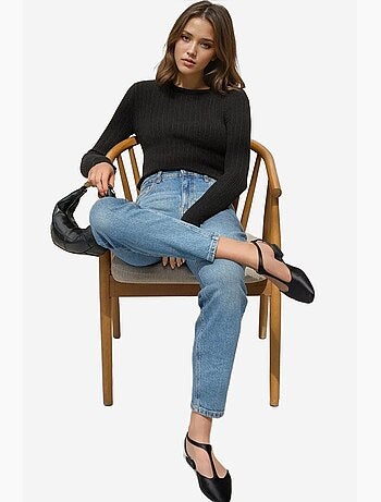 Pull col rond en maille ajustée hiccup