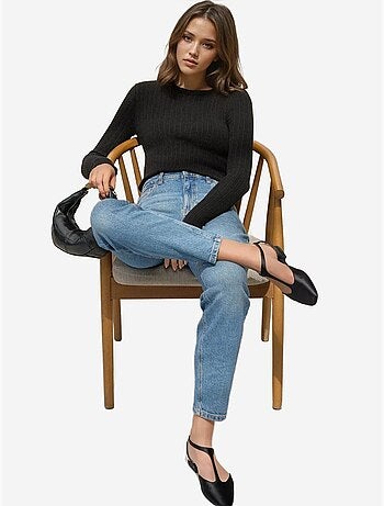 Pull col rond en maille ajustée hiccup