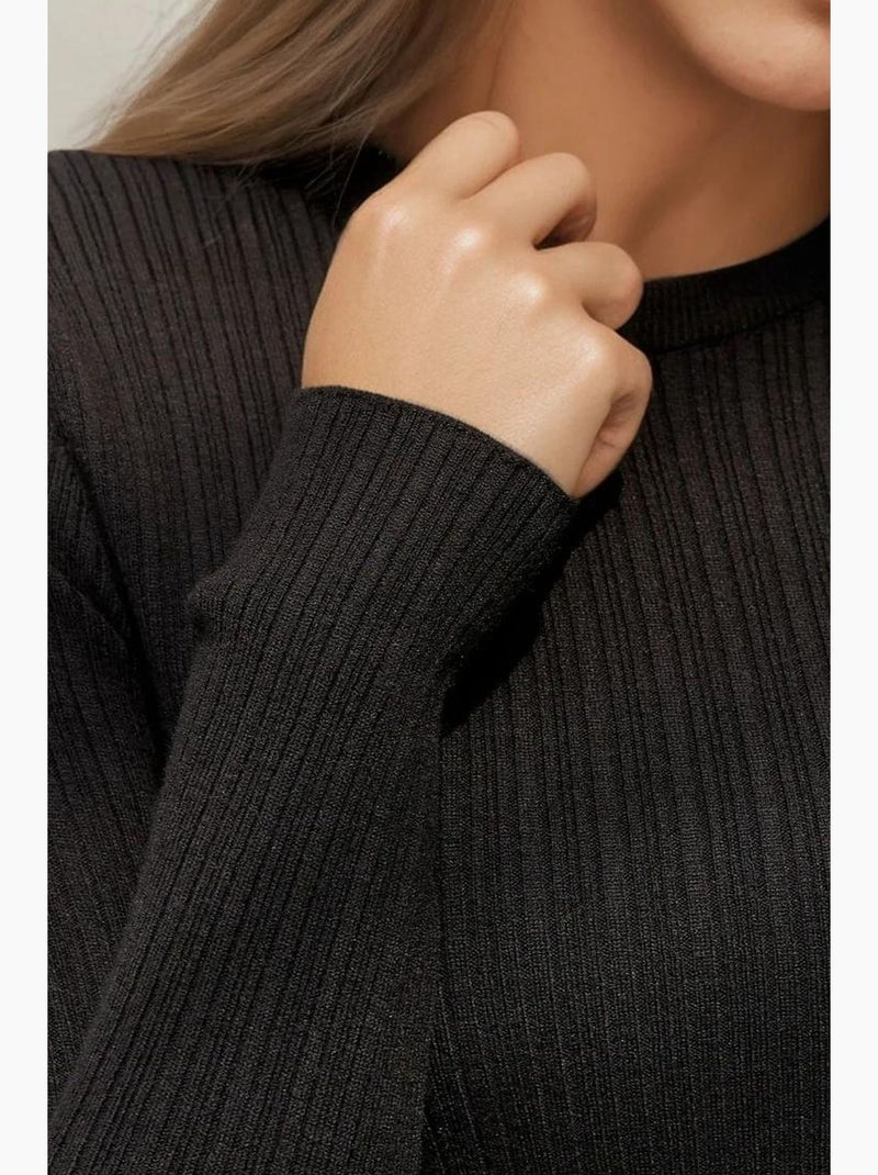 Pull col rond en maille ajustée hiccup Noir - Kiabi