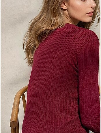 Pull col rond en maille ajustée hiccup