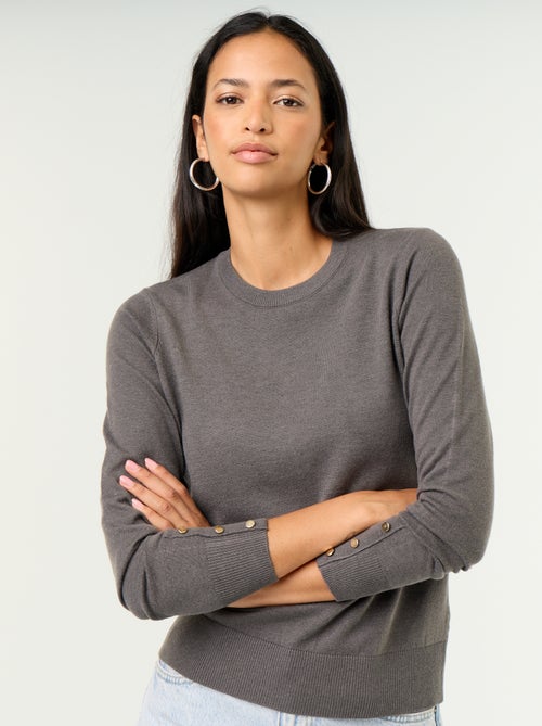 Pull col rond en maille fine jauge - Kiabi