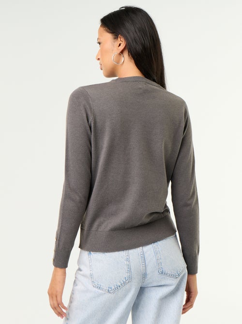 Pull col rond en maille fine jauge - Kiabi