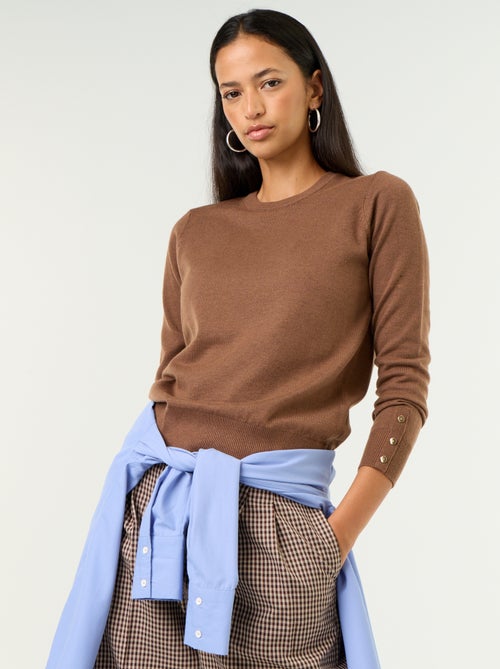 Pull col rond en maille fine jauge - Kiabi Pull col rond en maille fine jauge - Kiabi