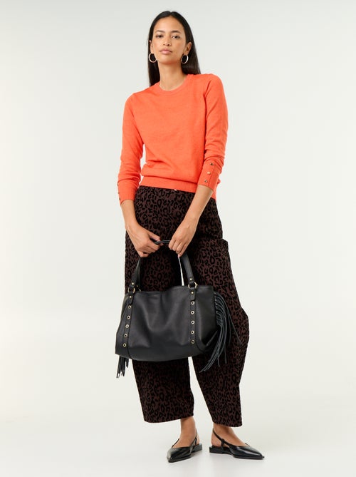 Pull col rond en maille fine jauge - Kiabi