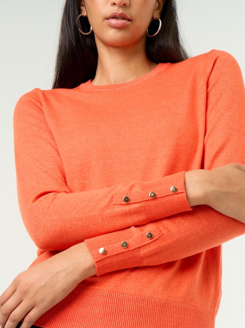 Pull col rond en maille fine jauge - Kiabi