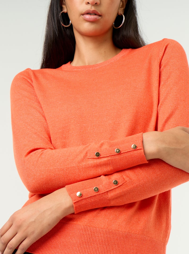 Pull col rond en maille fine jauge Rouge - Kiabi