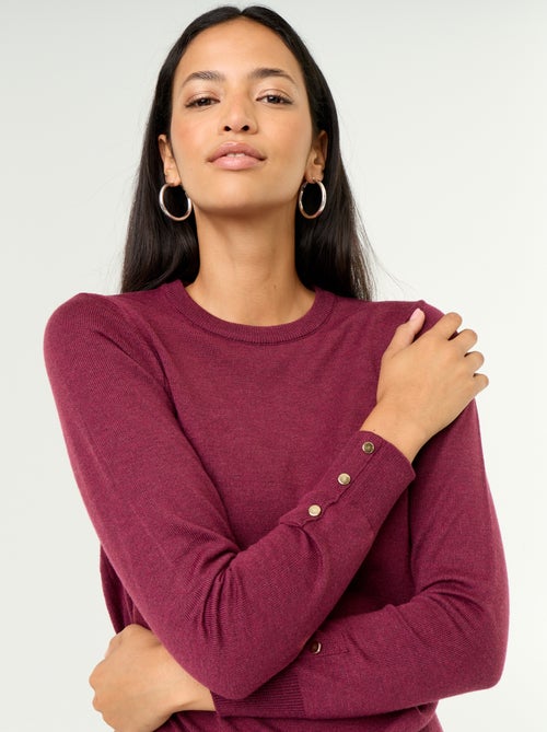 Pull col rond en maille fine jauge - Kiabi