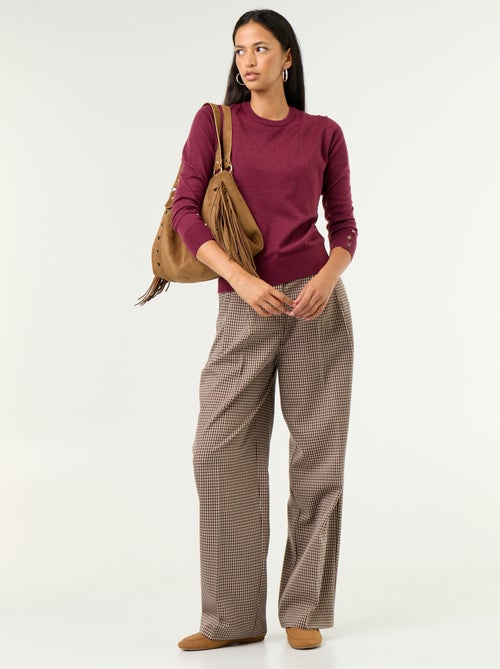 Pull col rond en maille fine jauge - Kiabi