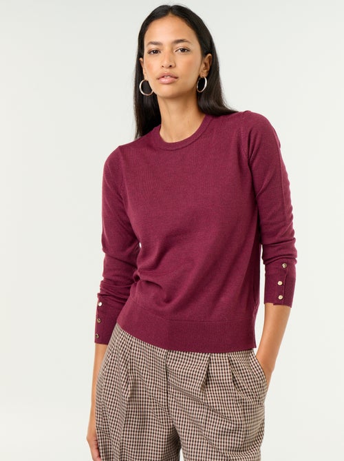 Pull col rond en maille fine jauge - Kiabi