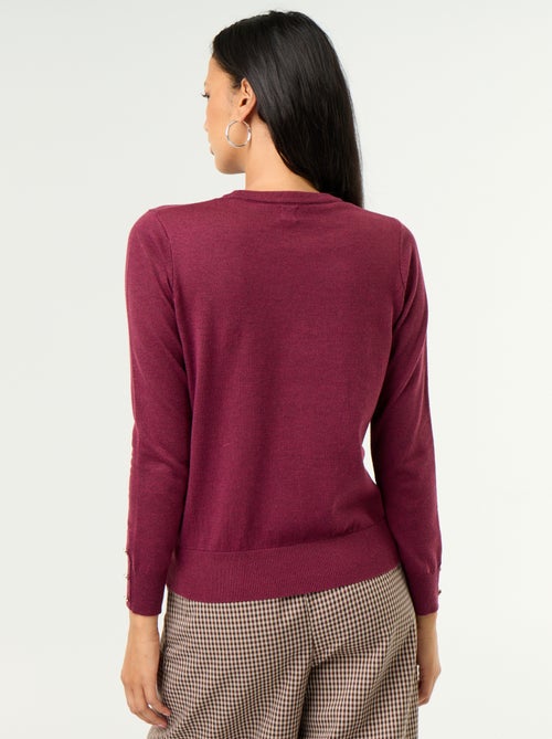 Pull col rond en maille fine jauge - Kiabi