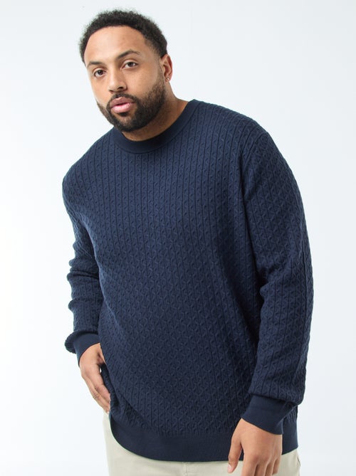 Pull col rond en maille torsadée - Kiabi