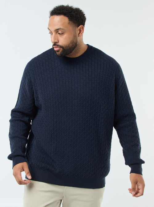 Pull col rond en maille torsadée - Kiabi