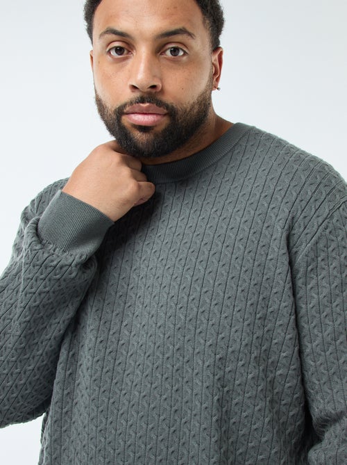 Pull col rond en maille torsadée - Kiabi