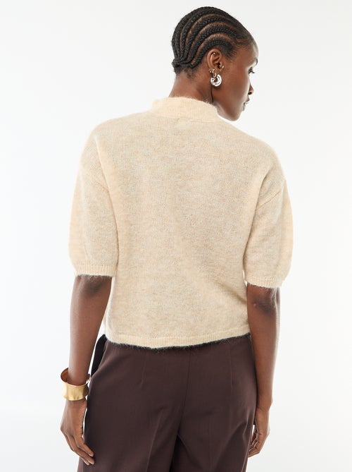 Pull col rond en mohair uni - Kiabi