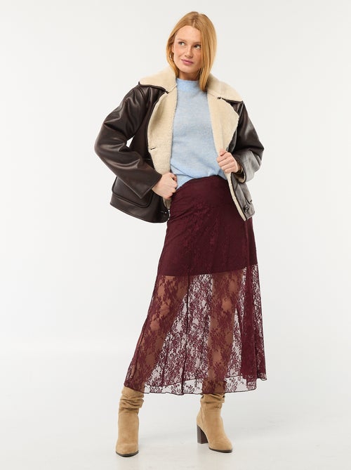 Pull col rond en mohair uni - Kiabi