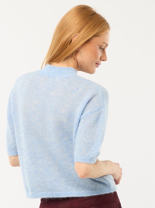 Pull col rond en mohair uni - Kiabi