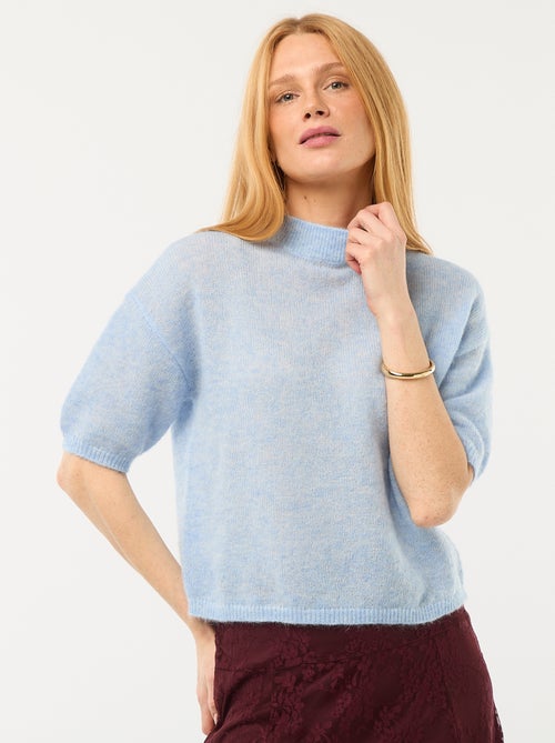 Pull col rond en mohair uni - Kiabi
