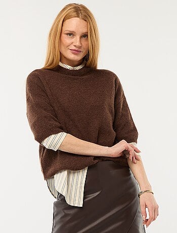 Pull col rond en mohair uni