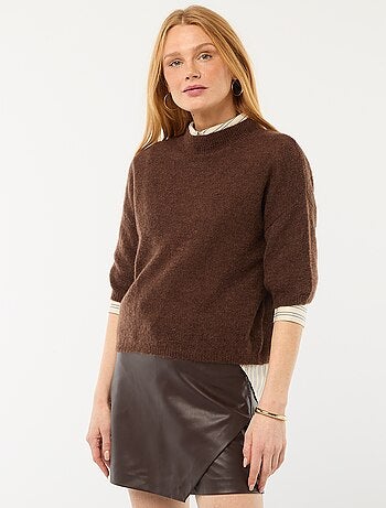 Pull col rond en mohair uni