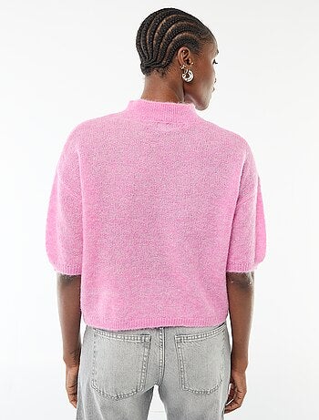 Pull col rond en mohair uni