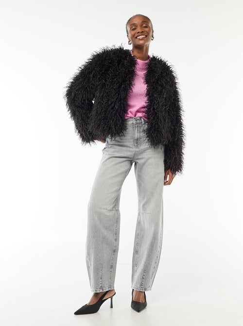 Pull col rond en mohair uni - Kiabi