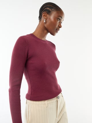Pull col rond en rib uni