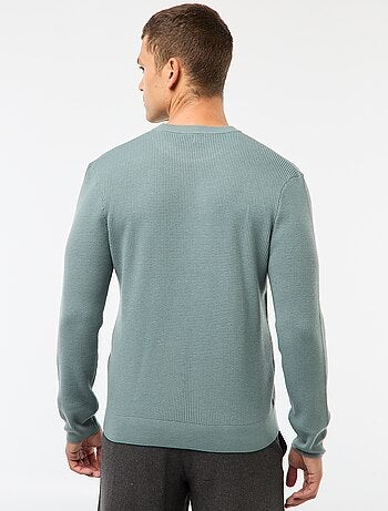 Pull col rond gaufré uni