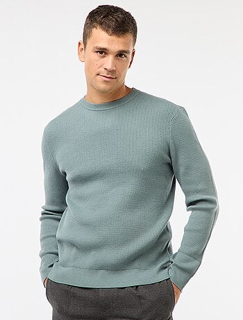 Pull col rond gaufré uni