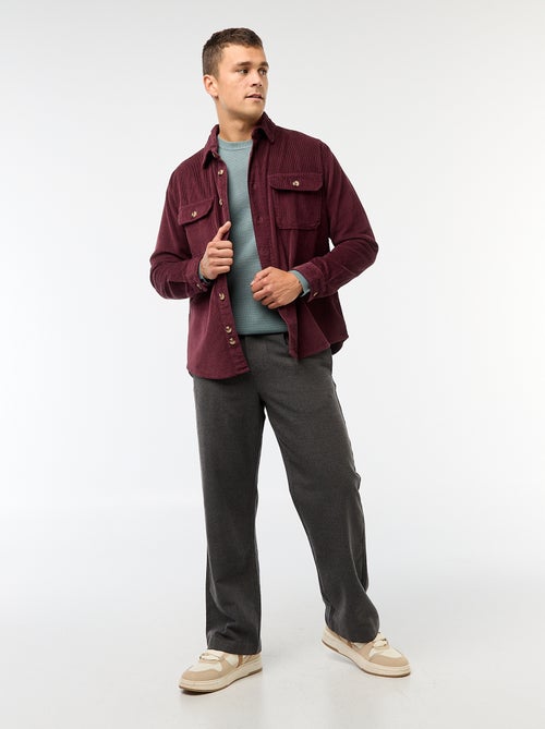 Pull col rond gaufré uni - Kiabi