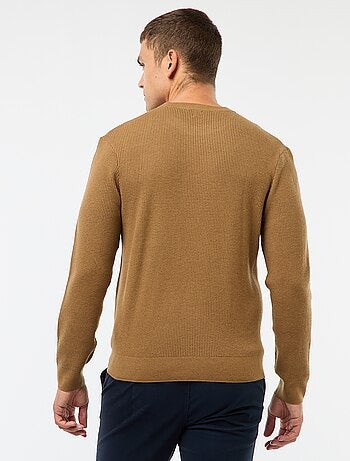 Pull col rond gaufré uni