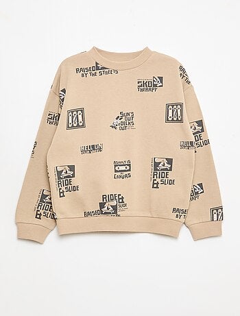 Pull col rond imprimé en coton