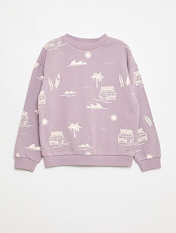 Pull col rond imprimé en coton